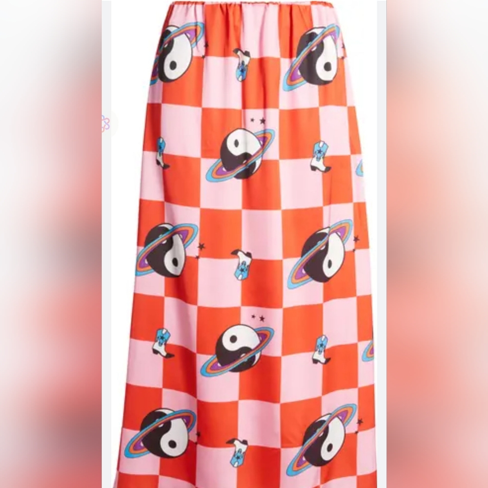 Dressed In LAYLA It Girl Cosmic Check Print Maxi Skirt Size 2XL - Picture 3 of 9